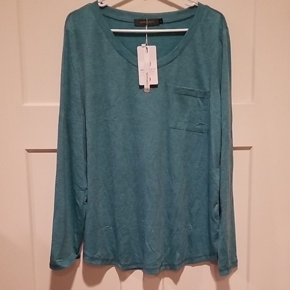 Teal Long Sleeve Top Size Large NWT